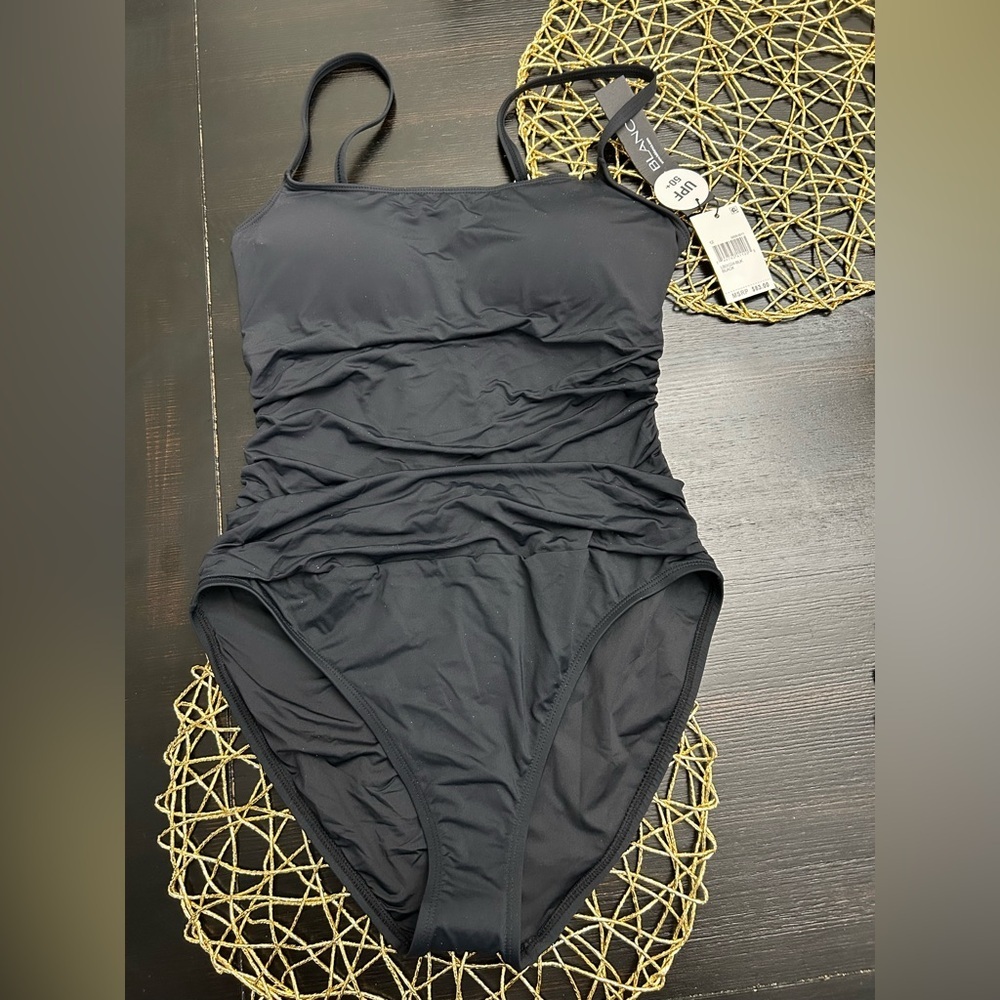 La Blanca Women's One Piece Swimsuit Island Goddess Shirred Side Black Size 12 - Picture 5 of 8